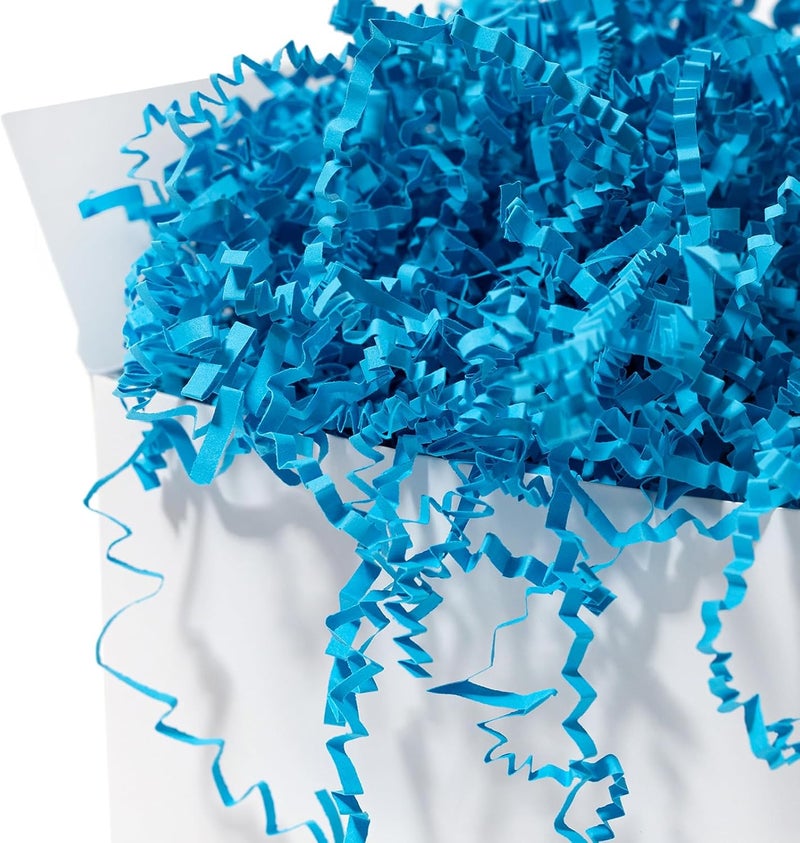 Mefleet 2 LB Crinkle Cut Paper Shred Filler Blue Crinkle Shredded Paper for Gift Box - Gift Basket Bag Filler - Grass Cushion Stuffing for Christmas Holiday Packaging Wrapping - Image 2
